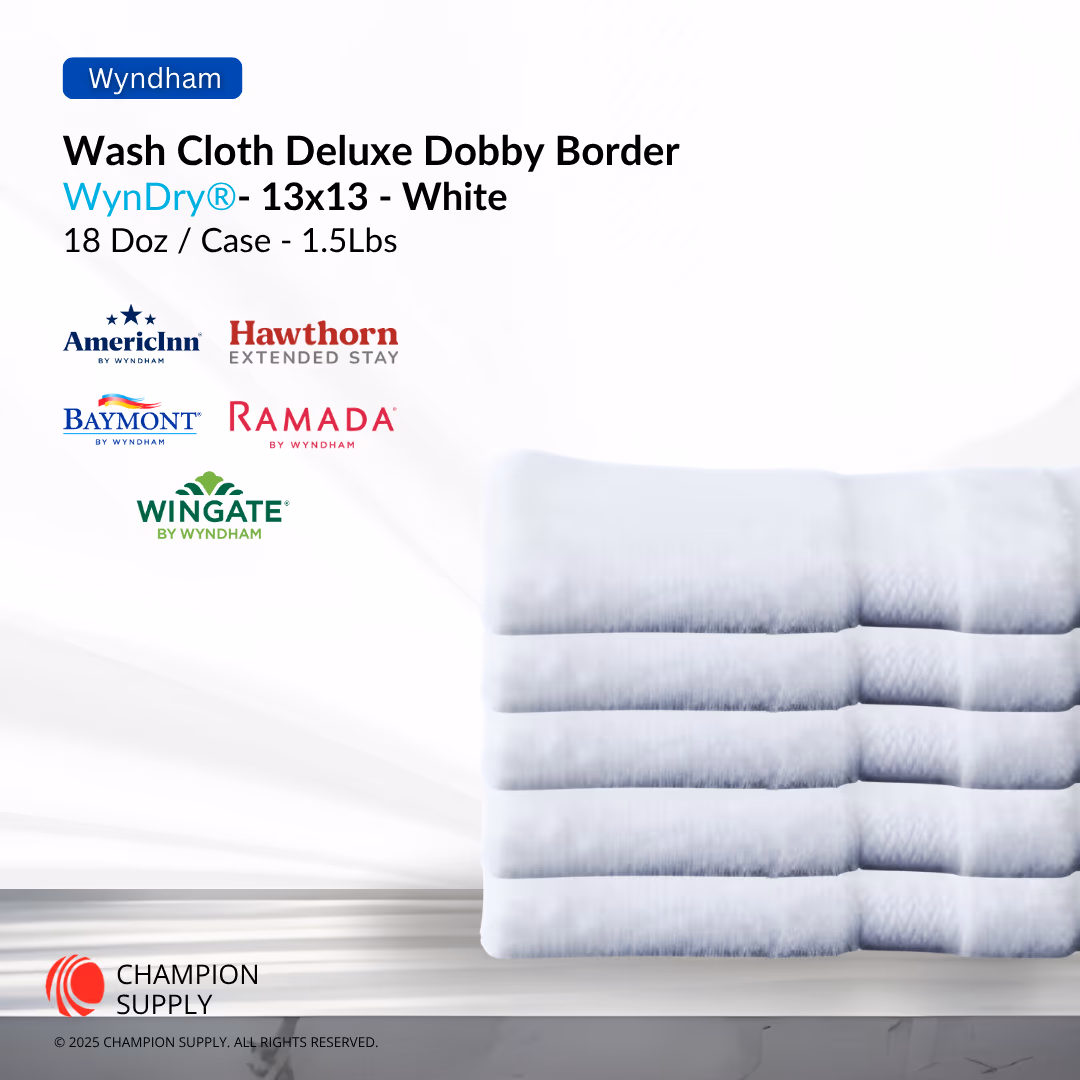WynDry Deluxe 13 x 13" Wash Cloth with Dobby Border, 1.5 lb - 18 doz (216/Case)-